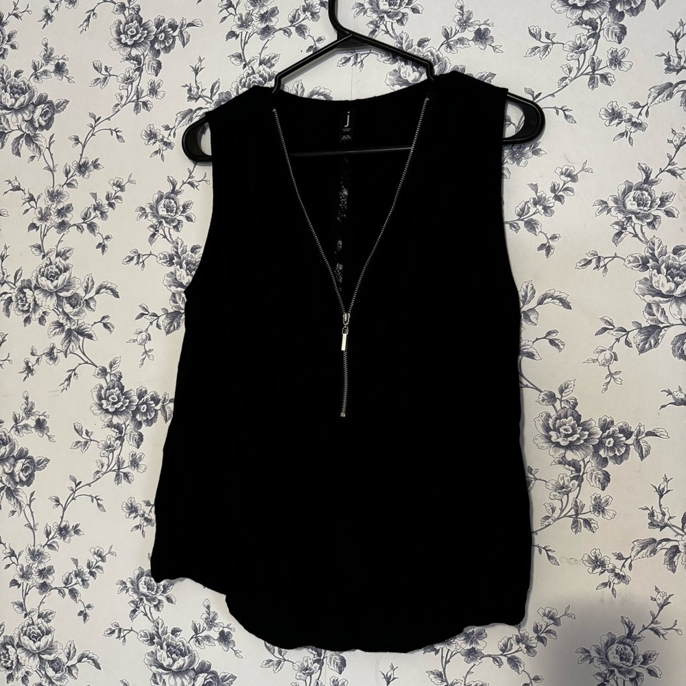 Black Zip Up Sleeveless Top